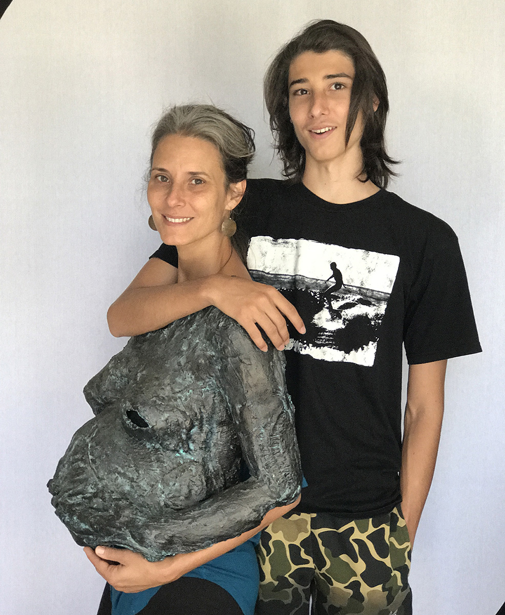 pregnancy bellycast with mom and son years later